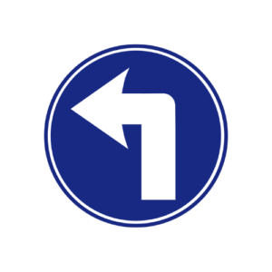 Turn left ahead sign