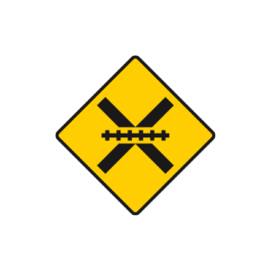 Level crossing ahead unguarded by gates or barriers sign