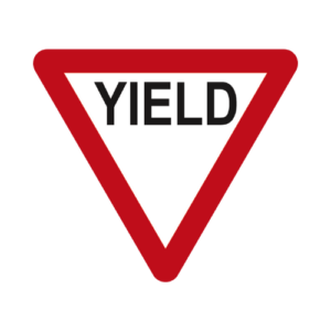 Yield road sign