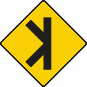 Traffic merging/diverging ahead.