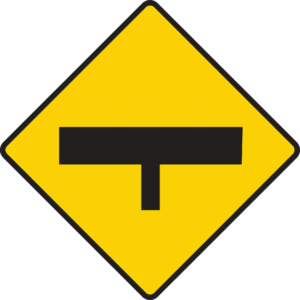 T-junction ahead with a road of major importance.